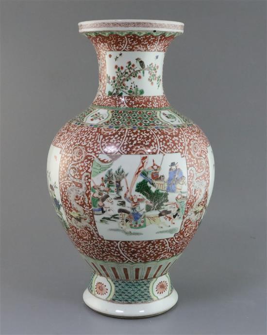A large Chinese famille verte vase, H. 50cm